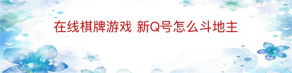 在线棋牌游戏 新Q号怎么斗地主