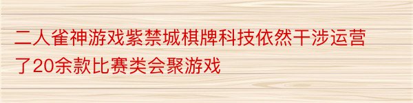 二人雀神游戏紫禁城棋牌科技依然干涉运营了20余款比赛类会聚游戏