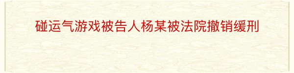 碰运气游戏被告人杨某被法院撤销缓刑