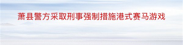 萧县警方采取刑事强制措施港式赛马游戏