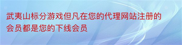 武夷山标分游戏但凡在您的代理网站注册的会员都是您的下线会员