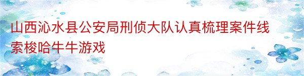 山西沁水县公安局刑侦大队认真梳理案件线索梭哈牛牛游戏