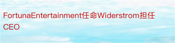 FortunaEntertainment任命Widerstrom担任CEO