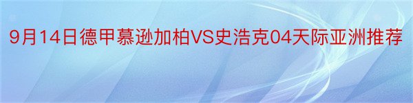 9月14日德甲慕逊加柏VS史浩克04天际亚洲推荐