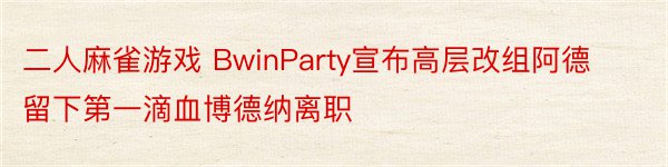 二人麻雀游戏 BwinParty宣布高层改组阿德留下第一滴血博德纳离职