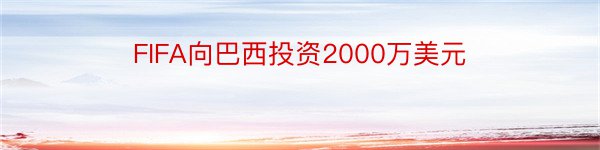 FIFA向巴西投资2000万美元